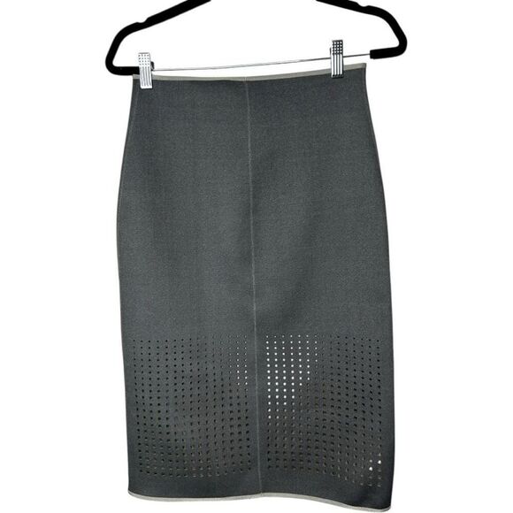 Clover Canyon Laser Skirt Size M Gray Neoprene Pencil Business Professional - Picture 6 of 13